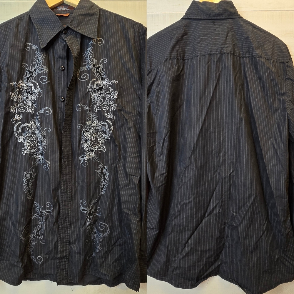 {L} ROAR Enbroidered Button Down Shirt Long Sleeve